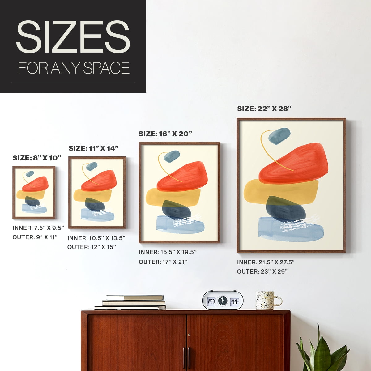 Bright Color Bundle II Framed Print in Brown Solid Wood Framed Print No Nail Hanging