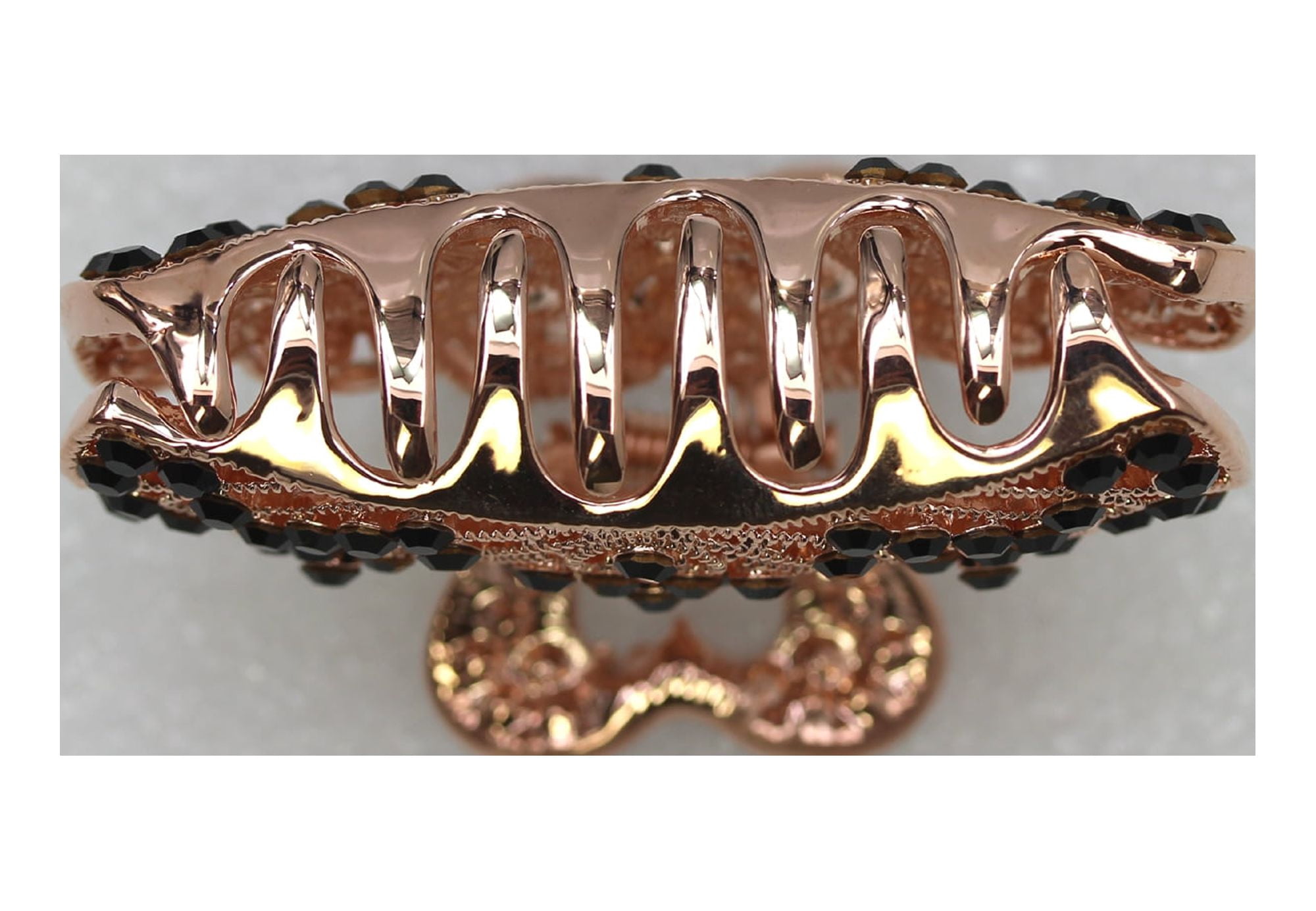 Faship Gorgeous Black Rhinestone Crystal Floral Hair Claw Clips