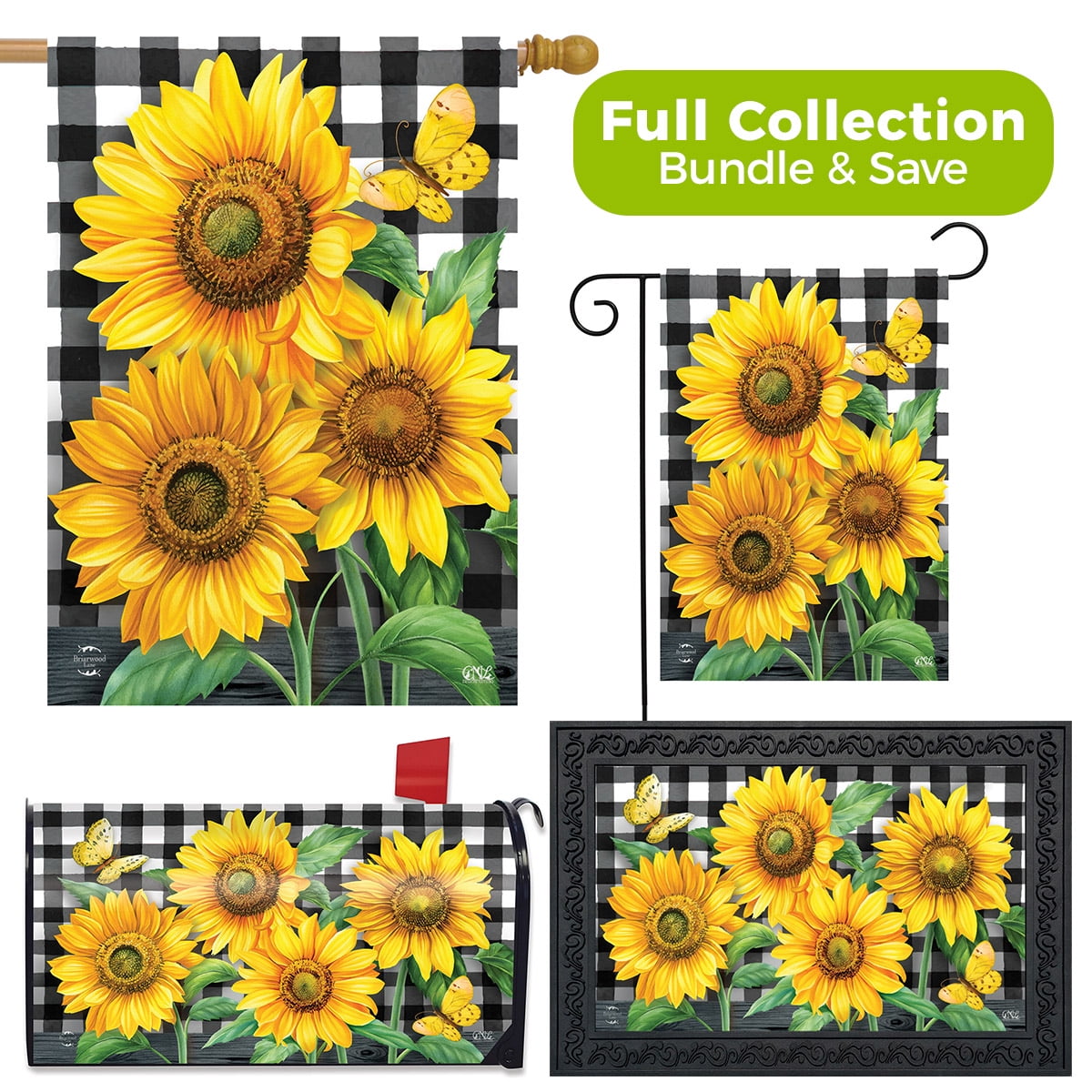 Checkered Sunflowers Summer Garden Flag Floral Everyday 12.5"x18" Briarwood Lane 