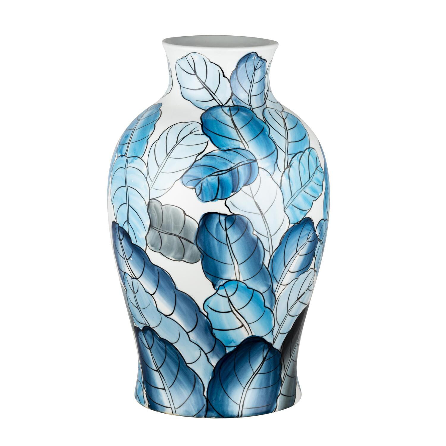 Shinny Silver Loui Michel Cie 11.5 Ceramic Vase White 
