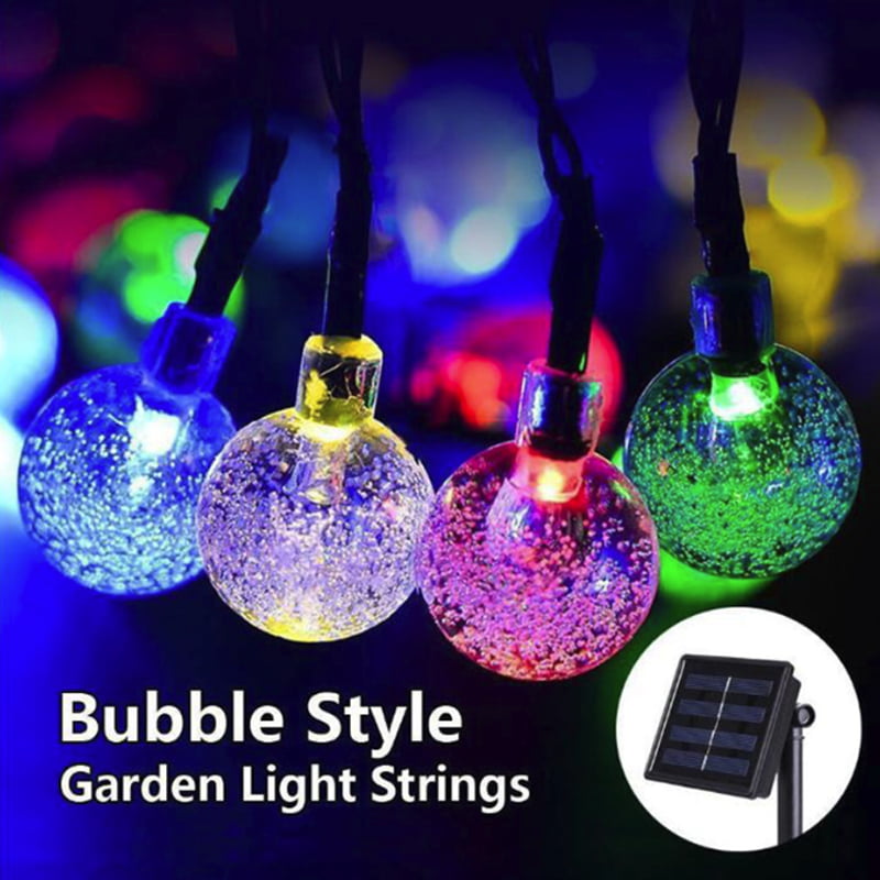 Solar String Lights Outdoor Multicolor 30 LED Crystal Ball Garden Decor Lamp 