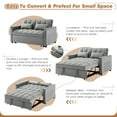 thumbnail image 6 of Lunale 3 in 1 Convertible Futon Pull Out Sofa Bed, 55" Velvet Sleeper Loveseat, Gray, 6 of 9