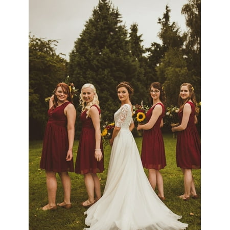 Fully Lined Short Dress Cocktail Dress - Ever-Pretty Womens Elegant A-Line Sleeveless V Neck Short Wedding Bridesmaid Cocktail Party Dresses for Women 03025 Burgundy US 4