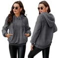 thumbnail image 4 of European and American autumn and winter hooded plush pullover sweatshirt long-sleeved zipper solid color warm jacket with pockets-SoftRed-XL, 4 of 5