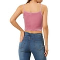 thumbnail image 3 of INSPIRE CHIC Women's Casual Spaghetti Strap Velvet Crop Cami Tops S Pink, 3 of 6