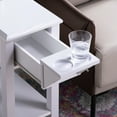 thumbnail image 2 of White Chairside Table With Two Cup Holders And Drawer Space Modern Holder Functions Extra, 2 of 2