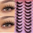 thumbnail image 3 of 10 Pares/Paquete de Pestañas Postizas Ojo de Gato Ojo de Zorro Ángel Mink Sintético Ultra-Largas Rizadas y Esponjosas 6D Pestañas Falsas Maquillaje Natural, 3 of 5