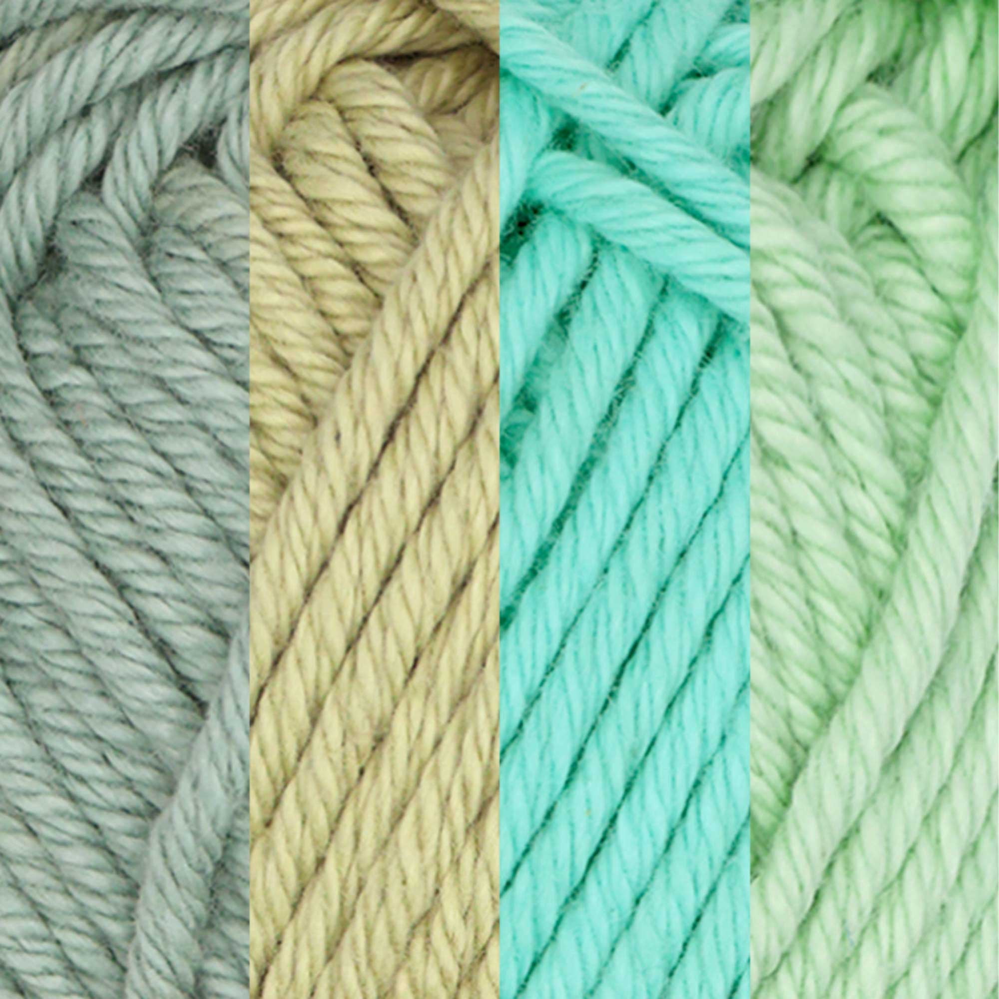 JubileeYarn Dainty Light Yarn - 100g/Skein Worsted Weight Cotton - Shades of Green - 4 Skeins