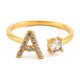 thumbnail image 1 of CAIROYAR Anillos de nudillos de circonita cúbica con letras de cristal AZ para mujer, ajustables para fiestas, 1 of 7
