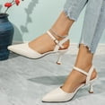 thumbnail image 6 of Viluyesy Womens Heeled Sandals, Pointed Toe Ankle Strap Breathable New Style Wedding Party Dressy Shoes Beige, 6 of 9