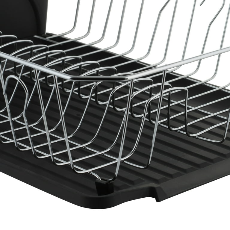 GIBSON HOME Fernsby 2 Tier 17 in. Folding Dish Rack Set in Black 985118821M  - The Home Depot