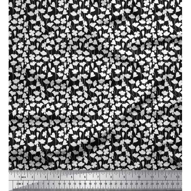 Soimoi Polyester Crepe Fabric Floral Shirting Print Fabric by The Yard 42 Inch Wide