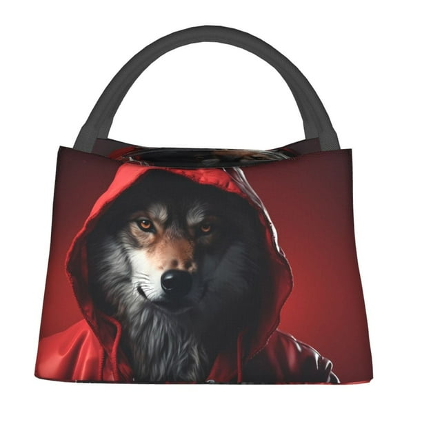 Fotbe Mysterious Hooded Wolf Bolsa Térmica Portátil con Estampado, Bolsa de Entrega de Alimentos Aislada, Bolsa Reutilizable de Gran Capacidad para Comidas y Supermercado