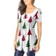 thumbnail image 4 of Camisas Navideñas Para Mujer Moda Con Cuello en V Floral Impreso Túnica Botones Manga Corta Tops Odeerbi ODB194545, 4 of 7