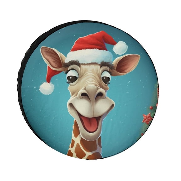 Christmas Giraffe Heavy Duty Spare Tire Cover Giraffe Gifts Weatherproof Wheel Protectors for Camper Trailer Truck SUV Universal 12inch Fits Tire for Trailer RV SUV and Many Vehicle