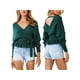 thumbnail image 3 of Txlixc Prendas de Punto de Estilo Suelto para Mujer, Jersey de Dobladillo con Volantes de Manga Larga con Cuello en V Profundo de Color Sólido Txlixc Moda, 3 of 7