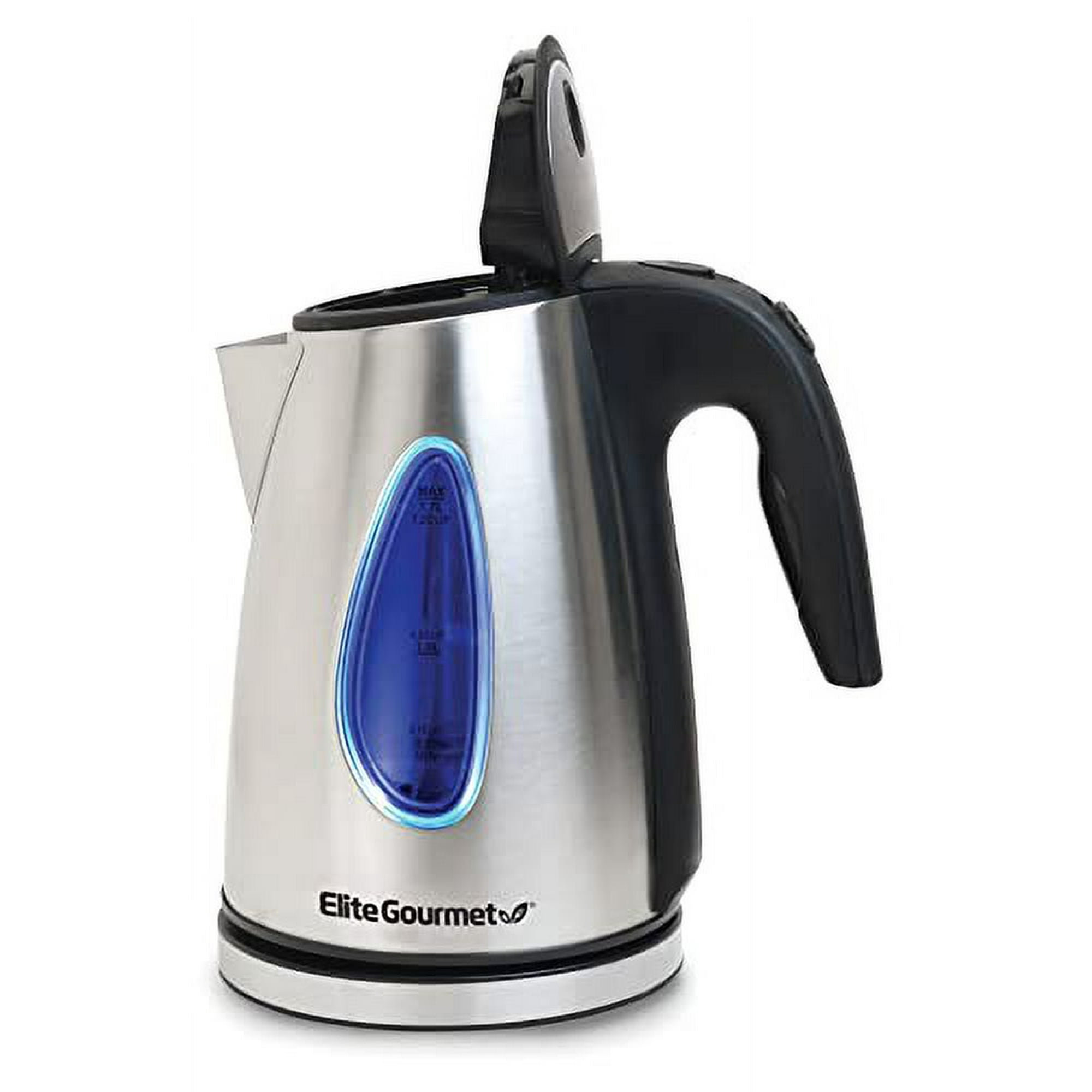 Elite Gourmet EKT 1271 Ultimate 1.7 Liter Electric Kettle Stainless Steel Design Cordless 360 Base Stylish Blue LED Interior Handy Auto Shut Off Function Quickly Boil Wa Walmart