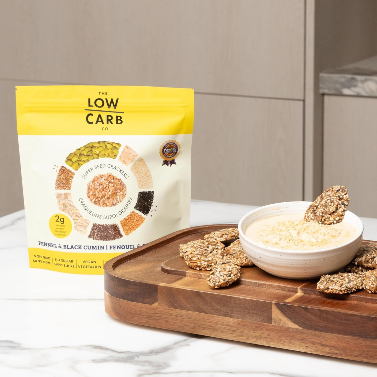 Super Seed Crackers, Gluten Free & Keto Friendly Healthy Snacks, Vegan, Zero Sugar, Paleo & Diabetic Friendly, Nut Free, 20g High Protein, 18g High Fiber, 3.56oz Each, 4-pack, Fennel & Black Cumin