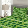 thumbnail image 2 of Ambesonne Green Quilted Coverlet 3 Pcs, Traditional Irish Clovers, King Size, Lime Green Dark Green, 2 of 4