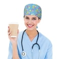 thumbnail image 5 of Scrub Caps Women Men, Cute Yellow Pink Jellyfish Adjustable Working Caps, Turban Hat Cleaning Working Cap with Sweatband, Elastic Bandage Tie Back Nurse Cap, 5 of 5
