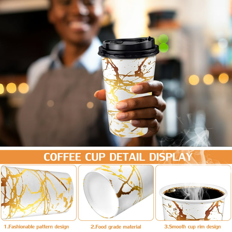 100 Pack 16 oz Coffee Cups, Disposable Coffee Cups with Lids and