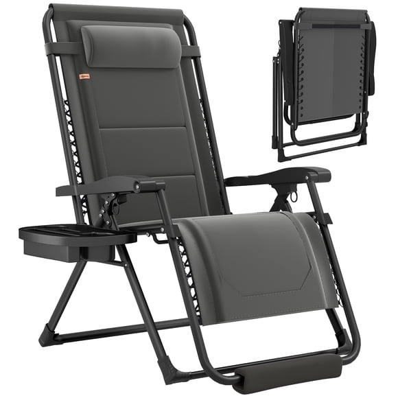 Outsunny Zero Gravity Lounger Chair, Reclining Patio Chair with Cup Holder