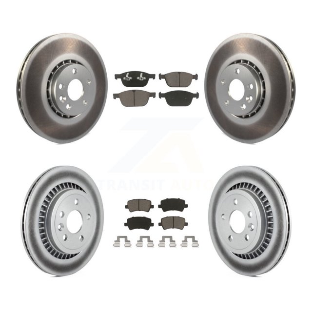 Transit Auto Front Rear Coated Disc Brake Rotors and Ceramic Pads Kit for Car 2010-2015 Volvo XC60 KGC-101254
