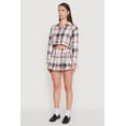 thumbnail image 4 of Womens Plaid Flannel Cropped Long Sleeve Shirt, 4 of 5