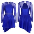 thumbnail image 7 of iiniim Women's Figure Ice Skating Dress Long Sleeve Rhinestones Roller Skating Lyrical Dancewear Blue S, 7 of 7