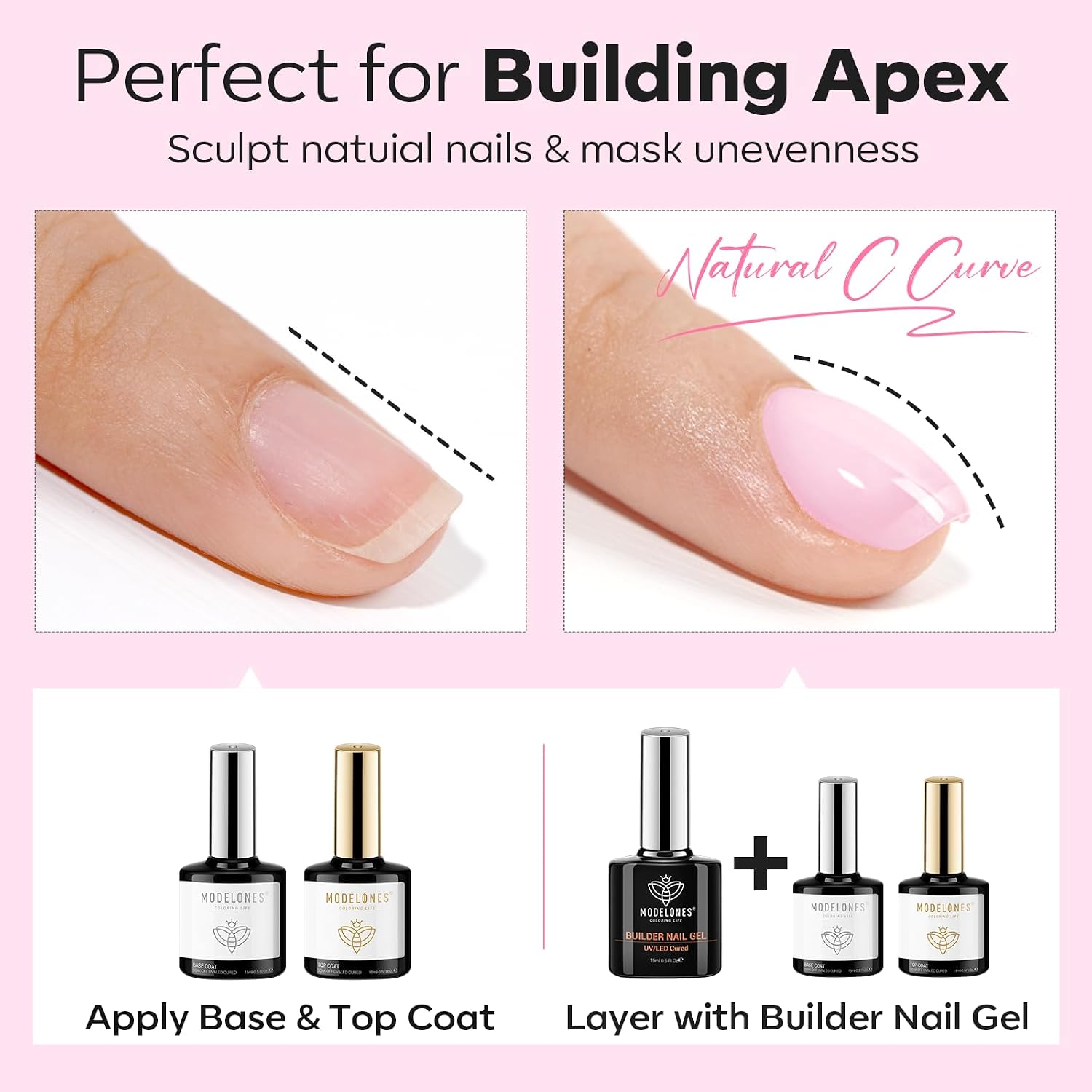 Modelones Builder Nail Gel Kit, Baby Pink, 3-Piece photo 7