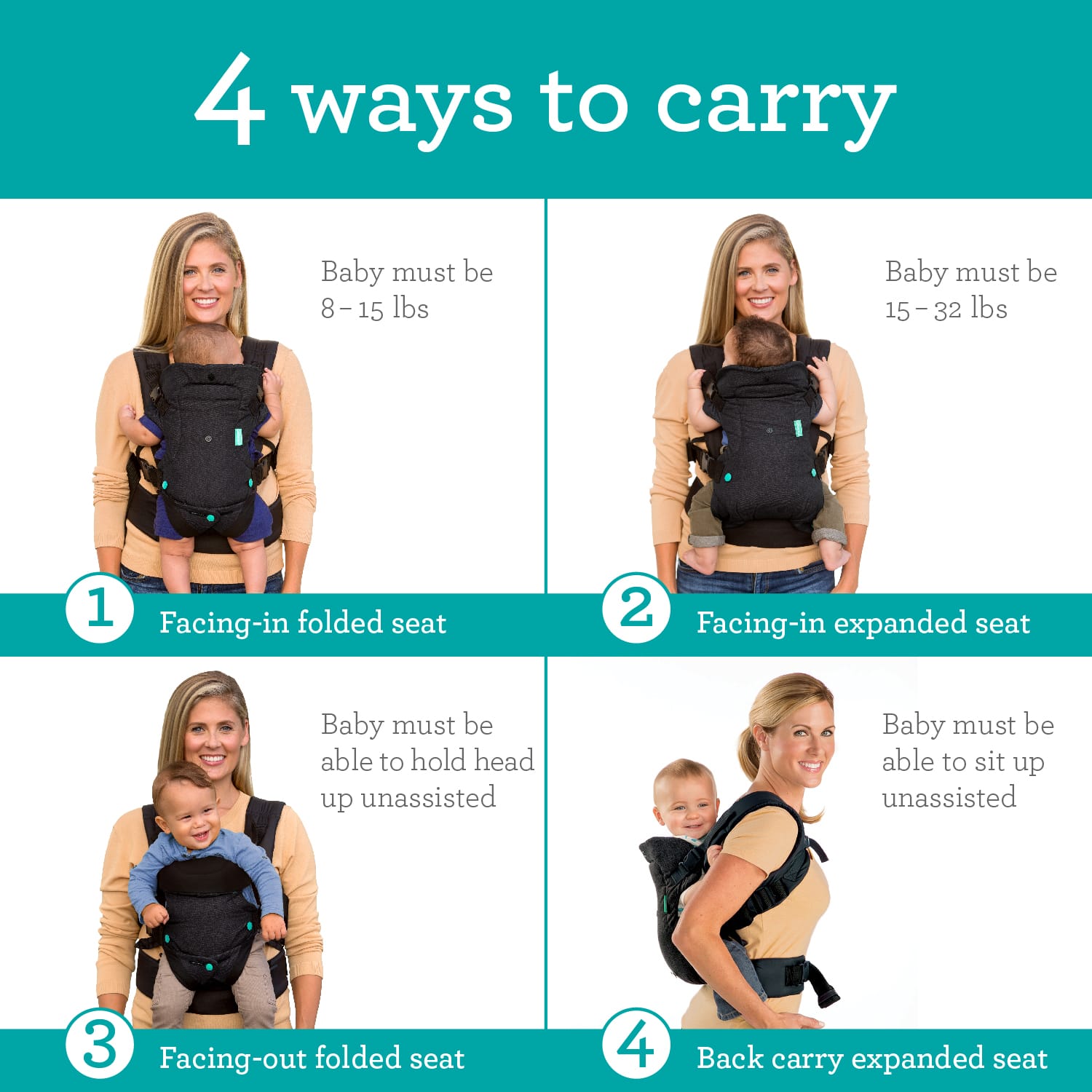 Infantino Flip 4-in-1 Convertible Baby Carrier, Black photo 2