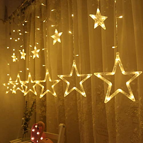 138 LED Curtain Fairy Lights USB String Twinkling Star Moon Xmas Party Wedding 