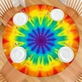 thumbnail image 2 of Rainbow Tie Dye Mandala Pattern Round Fitted Tablecloth with Elastic Edge,Dining Table Cover Waterproof,Outdoor Round Tablecloth for Camping,Dining,Indoor and Outdoor, 2 of 7