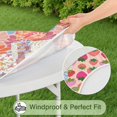 thumbnail image 5 of Pioneer Flower Floral Print Pattern Round Fitted Tablecloth with Elastic Edge,Dining Table Cover Waterproof,Outdoor Round Tablecloth for Camping,Dining,Indoor and Outdoor, 5 of 7