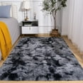 thumbnail image 2 of TWINNIS Abstract Shag Area Rug for Bedroom Living Room,Dyeing Fluffy Soft Carpets for Kids Room,6'x9',Dark Gray, 2 of 7