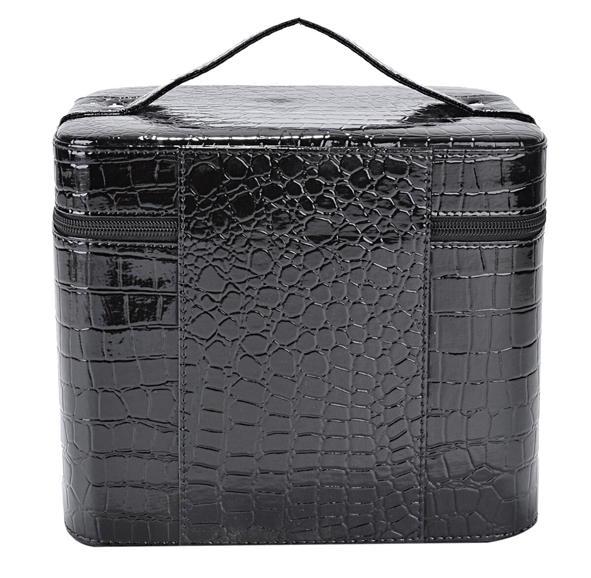 Waterproof Antifouling Cosmetic Boxes, Coofit Faux Leather Travel Cosmetic Tool Bag Makeup Case Jewelry Storage Organizer for Women Girl(Black)
