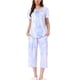 thumbnail image 1 of Conjunto de pijama para mujer INSPIRE CHIC, tie dye, de manga corta, pantalones capri con bolsillos, XL, multicolor, 1 of 6