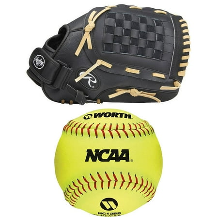 Rawlings 13" Slowpitch Softball Glove and 4 Worth Softballs