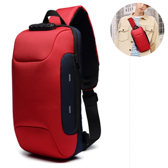 1 Uds. Mochila antirrobo para hombre, bolso de hombro informal, resistente al agua, color rojo