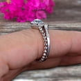 thumbnail image 4 of 1.50 Carat Round Cut Aquamarine Engagement Ring with V-Shaped Wedding Band 10k White Gold Art Deco Bridal Set Anniversary Gift, 4 of 5