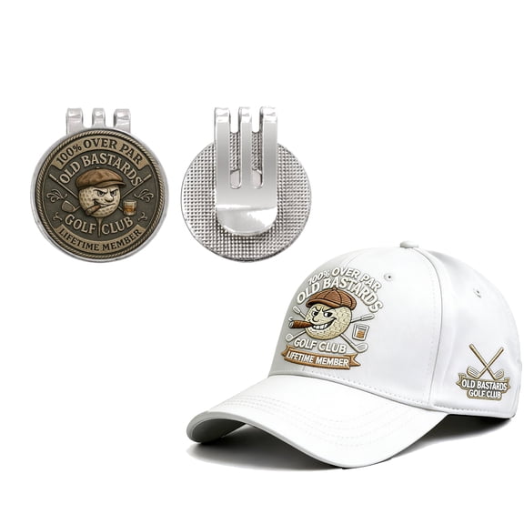 geerera Old Bastards Golf Club Baseball Cap, Lifetimes Member Baseball Hat, Adjustable Golf Hat with Detachable Clip, Gift for Golfers and Retired Golfers