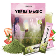Yerba Mate Instant Magic Strawberry MatchaTea Powder, 3-in-1 Super Drink - Clean Energy, Brain Fog Buster, and Gut Health Powered by Nootropics, Prebiotics and Probiotics