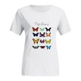 thumbnail image 2 of Blmnix White Dressy Womens T-Shirts Cute Crew Neck Short Sleeve Loose Butterfly Shirt Pullover T-Shirts for Girl Casual, 2 of 4