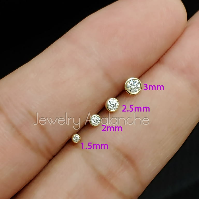 2.5mm Petite Diamond Bezel Nose Ring Stud  Nose ring stud, Diamond nose  ring, Bezel diamond