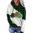 thumbnail image 3 of Sudadera con capucha con cordón para el día de San Patricio para mujer, sudadera con capucha de trébol estampada de manga larga para mujer, 3 of 5