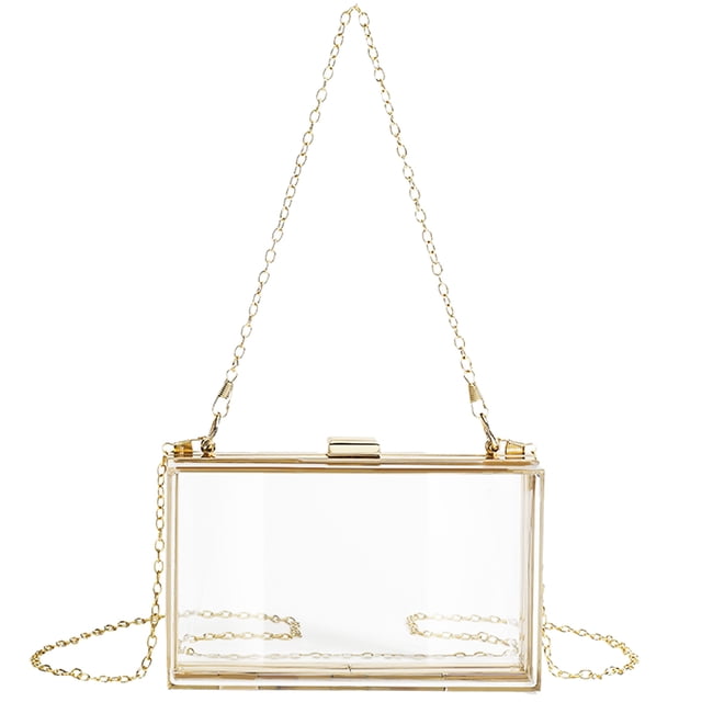 Bonito bolso de hombro de acrílico transparente, tipo bandolera, de noche, con dos cadenas doradas para mujer.