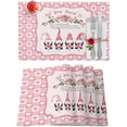 thumbnail image 2 of Valentines Placemats Gnomes with Love Valentines Day Place Mats for Dining Room Rose Floral Pink Buffalo Check Plaid Washable Table Mats for Kitchen Dining Decorations Set of 6, 2 of 5