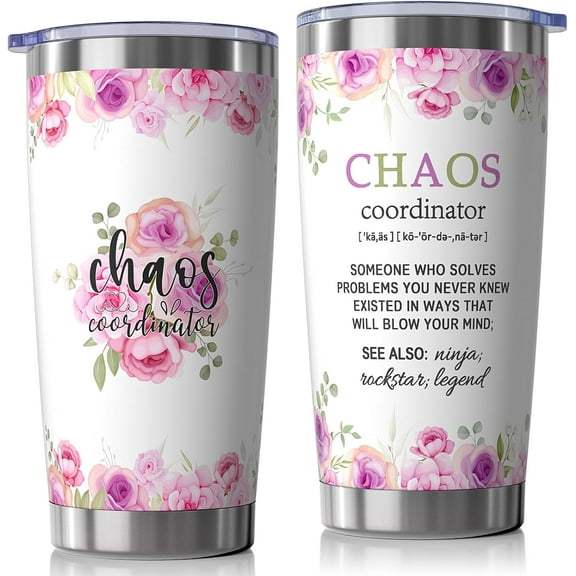 Thank You Gifts for Women, Boss, Coworker, Manager, Nurse - Administrative Professional Day Gifts - Teacher Appreciation Gifts - Chaos Coordinator Gifts, Birthday Boss Lady Gifts, 20Oz Tumbler