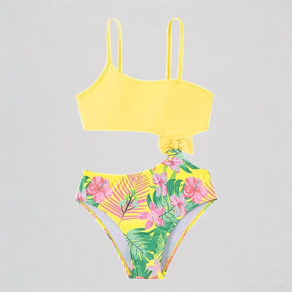 REDARER Girls' 2-Piece Bikini Set – Watermelon Slice Print Top   Striped Bottom, Cute Sporty Summer Beach Swimwear,11-12 Years