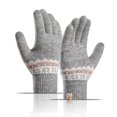 thumbnail image 1 of KAIYANG Guantes de invierno para deportes al aire libre, térmicos, cálidos, de punto, con pantalla táctil, resistentes al viento, para hombres y mujeres, color rosa y gris, 1 of 5